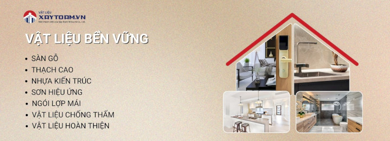 Hình minh họa vật liệu sàn gỗ, thạch cao, sơn, chống thấm và hoàn thiện nội thất