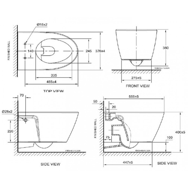 Bồn cầu treo tường American Standard có két nước âm tường, thân bồn treo lơ lửng