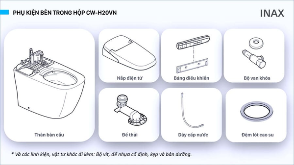 Bộ phụ kiện đi  kèm trong bộ sản phẩm bồn 