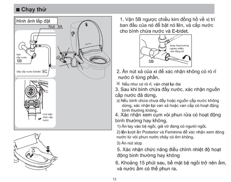 Cho chạy thử trước khi kết thúc quá trình lắp đặt