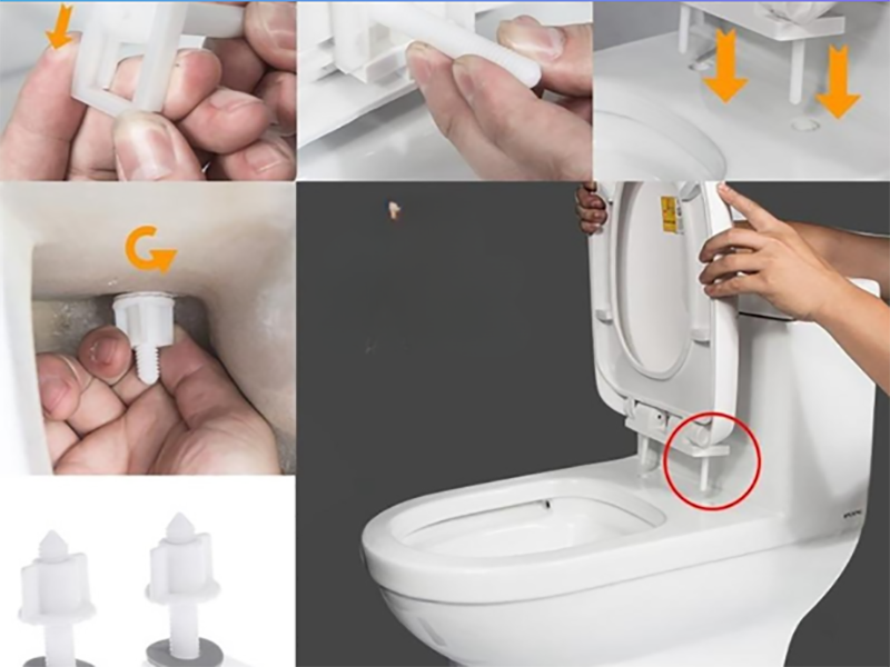 Cố định nắp bồn cầu bằng ốc vít