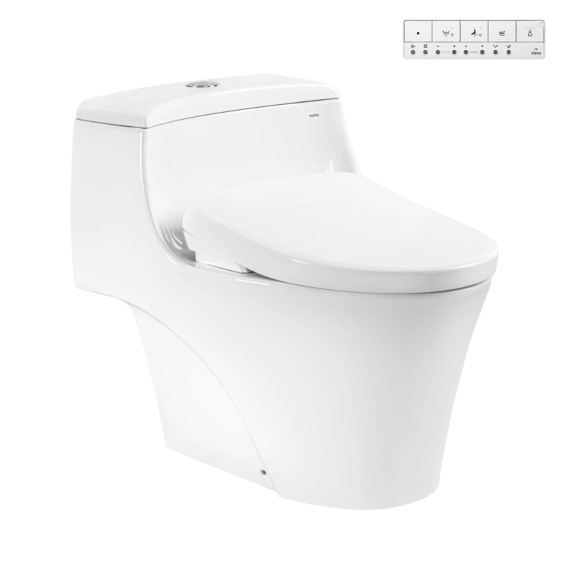 Két nước bồn cầu 1 khối được nối liền với thân bồn cầu