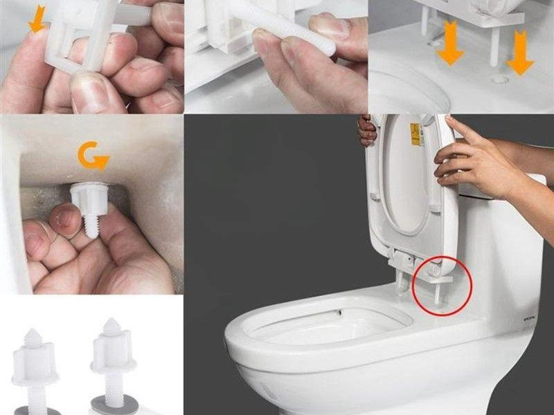 Lắp đặt nắp bồn cầu thông minh với thiết kế hiện đại, giúp tháo lắp nhanh chóng bằng chốt nhựa tiện lợi trong phòng tắm.
