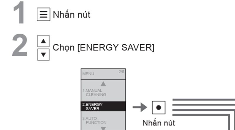Nhấn nút chọn để chọn chức năng mong muốn 