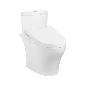Bồn cầu hai khối màu trắng tích hợp nắp rửa điện tử tiện nghi màu trắng