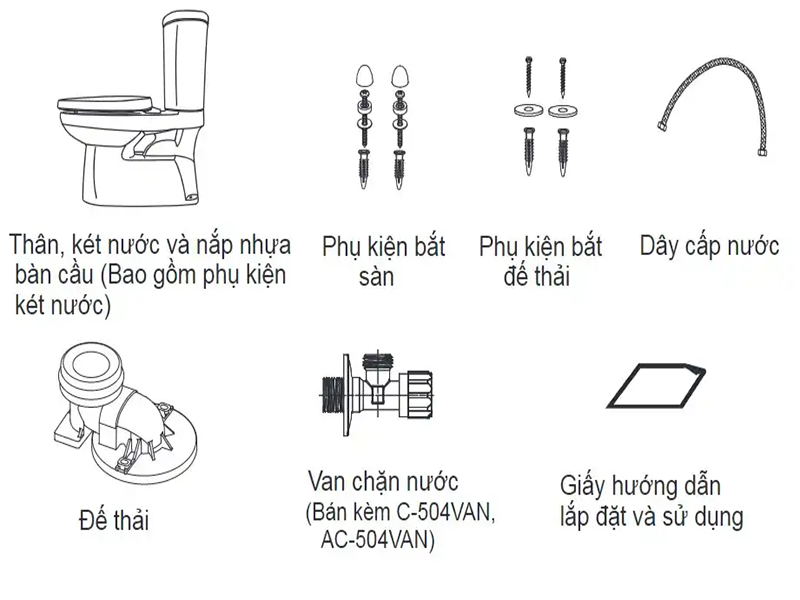 Phụ kiện đi cùng bồn cầu 2 khối